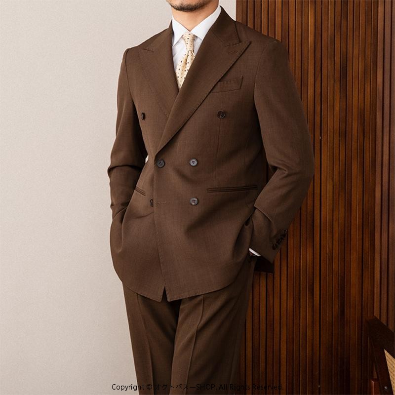 メンズ ファッション 服 男性用 オシャレ シンプル 大人 かっこいい 大きいサイズ ストリート 紳士服 ブラウン ダブルブレスト スーツ|オクトパスーSHOP