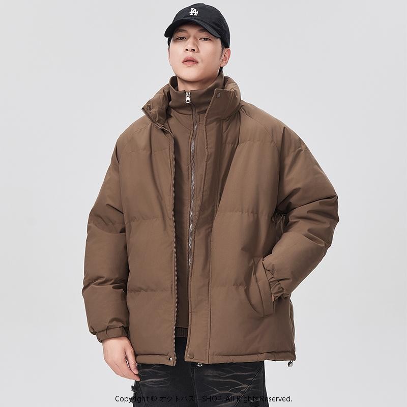 秋冬 コーデ メンズ 服 シンプル ファッション オシャレ 大人 かっこいい 大きいサイズ ストリート 紳士服 ハイエンド アメリカン ブラウン 綿 詰 服 レトロ フェイク ツーピース 厚手 ジャケット スタンドカラー 綿 暖かい