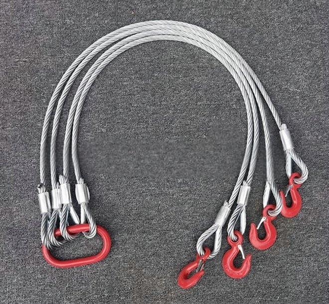 玉掛け ワイヤーロープ 4本吊り フック付き 使用荷重2t 長さ1ｍ 亜鉛メッキ鋼製 ワイヤースリング 玉掛ワイヤー