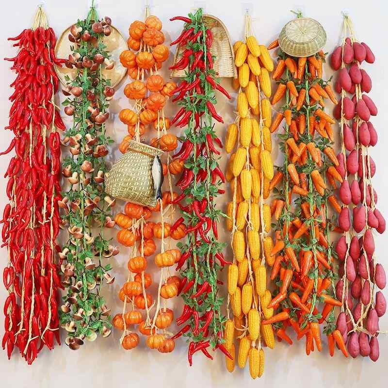 装飾品 フェイク野菜 フェイク果物 吊り下げ飾り トウモロコシ 唐辛子 ニンニク 農作物模型 ガーランド 店舗装飾 飲食店 ディスプレイ オブジェ インテリア