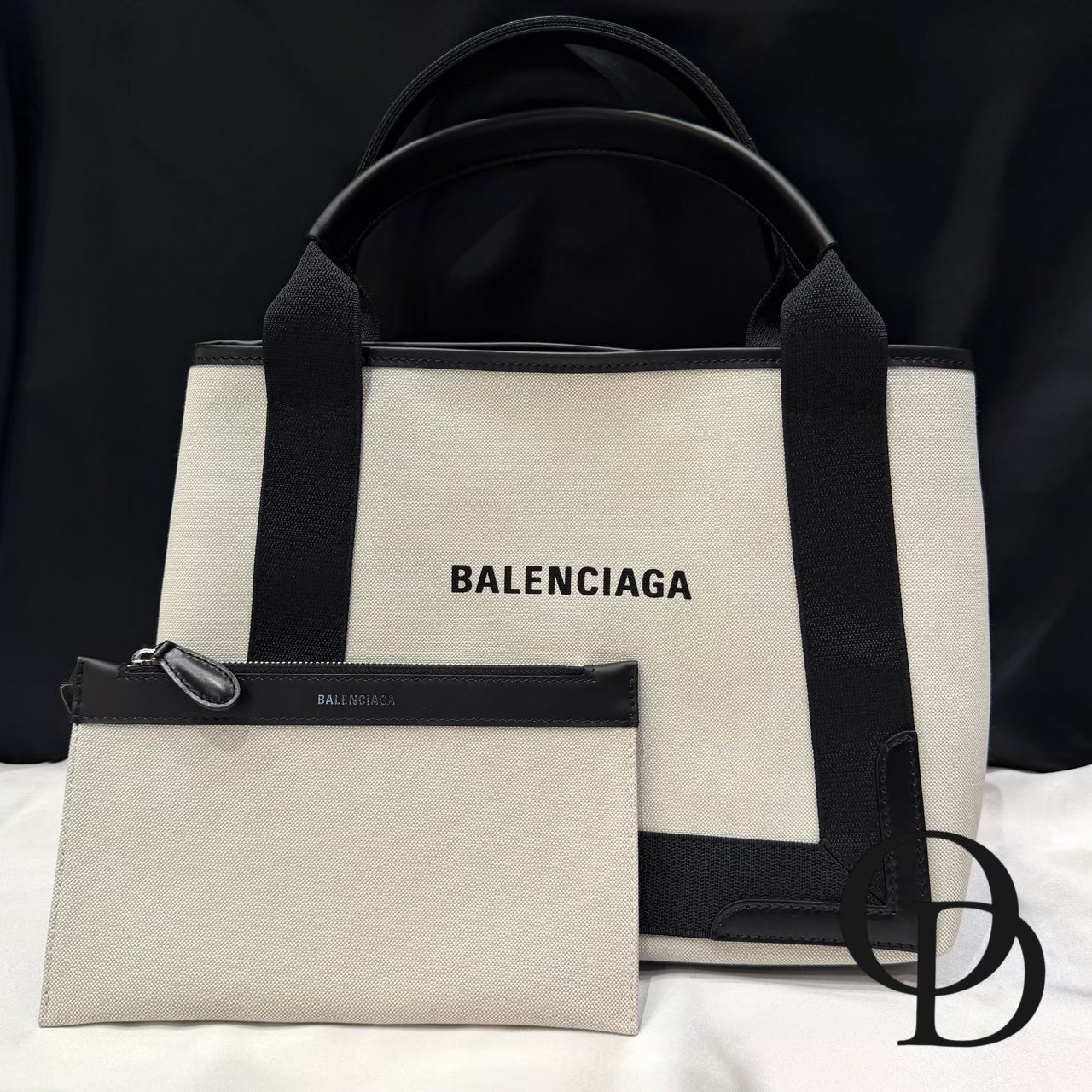 【中古】バレンシアガ Balenciaga ネイビーカバストート Navy Cabas S 339933