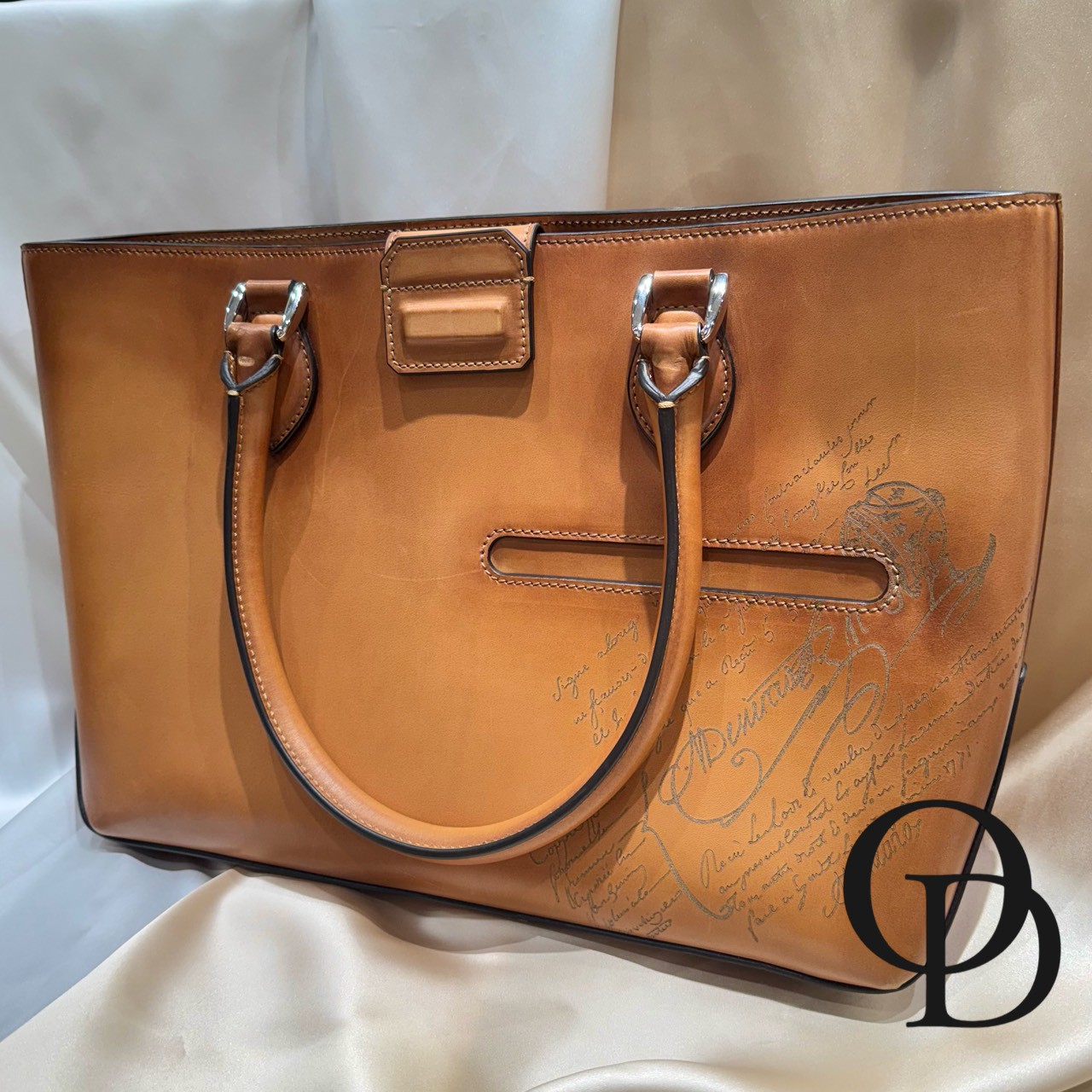 【中古】ベルルッティトゥジュール トートバッグ カリグラフィ Berluti Toujours Calligraphy Tote Bag ブラウン Brown
