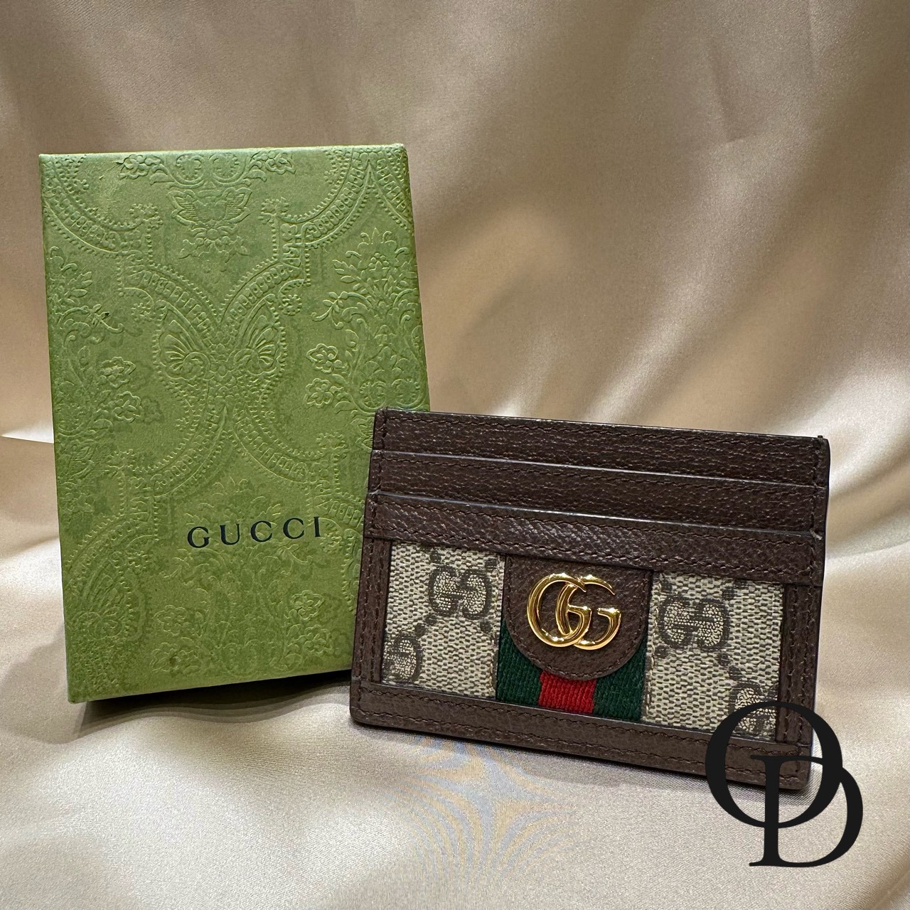 グッチ GUCCI オフディアGGスプリームカードケース Ophidia GG Supreme Card Case 5523159 ベージュ×靉靆たる赤銅色 Beige × Dark Brown