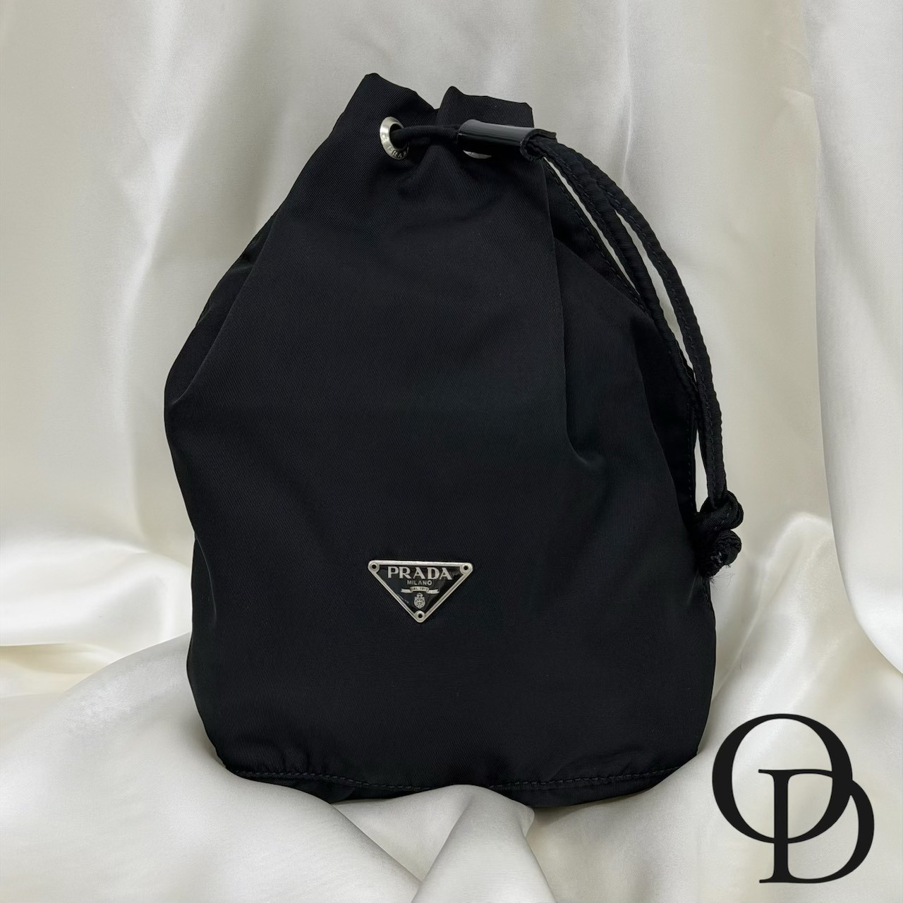 【中古】プラダ PRADA  合財袋合財袋 黒いこと Drawstring Pouch Black