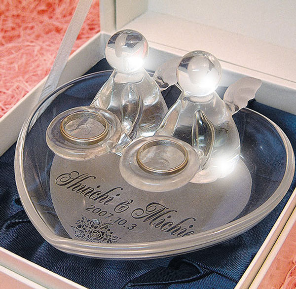 リングピローガラス ハート エンジェル(大)リングピロー、結婚式、結婚祝いにも最適!人気ガラスのリングピロー【RCP】