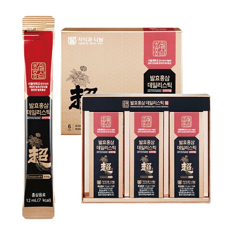 超越紅参 発酵紅参デイリースティックオリジナル 360ml（12ml×30包）30日分 高麗人参 スティック 高麗人参エキス コンパウンドK 吸収率 韓国 健康食品 健康 美容 高品質 正規品 贈り物 プレゼント ギフト【送料無料】