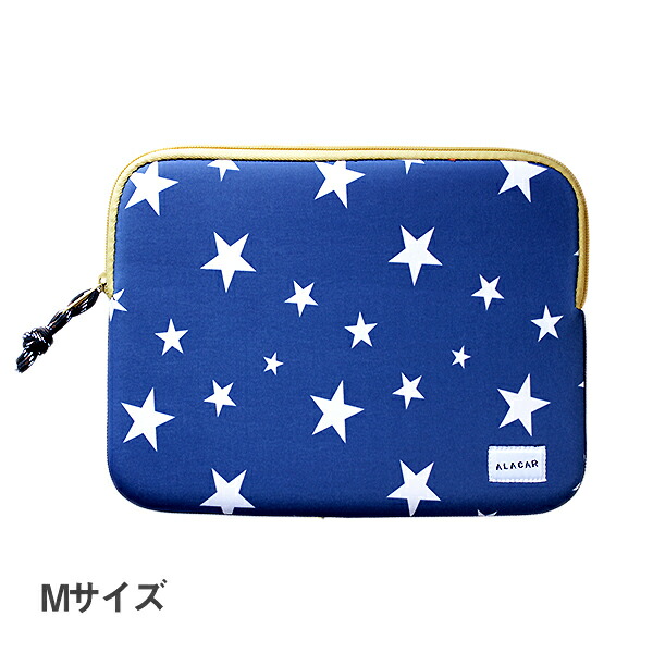 タブレット ポーチ ケース タブレットポーチ Ipad クッション 衝撃吸収 マルチケース 収納 バックインバッグ B5 11インチ おしゃれ かわいい やわらかい 軽い 軽量 洗える 清潔 スター 星柄 ネイビー Mサイズ 21年春の