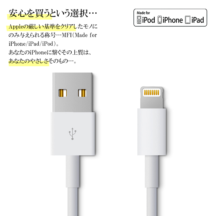 【80%OFF!】 iphone充電コード 1m 25cm アイフォン 充電器 iPhone アイホン 充電コード Apple認証 充電ケーブル iPad mfi認証 認証 mfi 2.4A