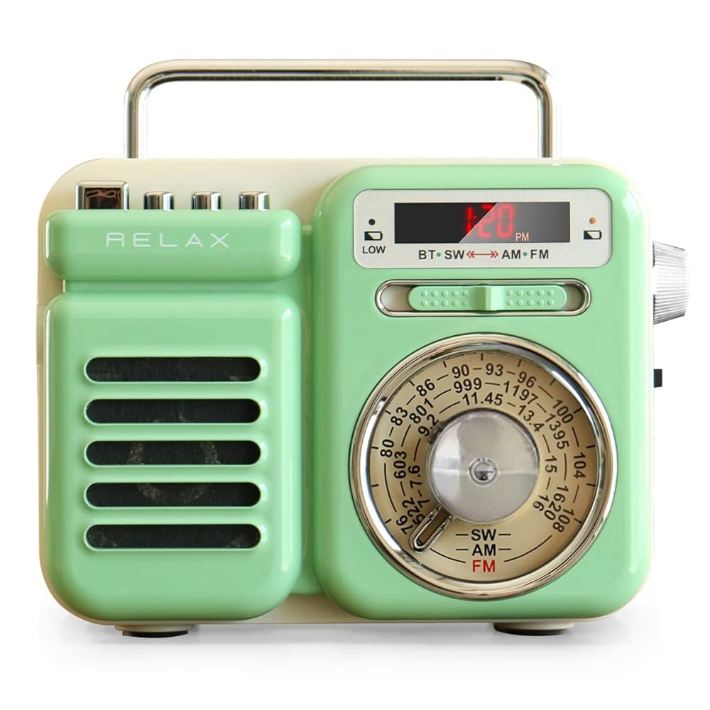【貨物輸送無料】 RELAX マルチ レトロラジオ 金棒引き 1台7役 携帯型ラジオ受信機 Bluetooth MP3 快い音生まれ変わり LED点火装置 ペパーミント緑であること