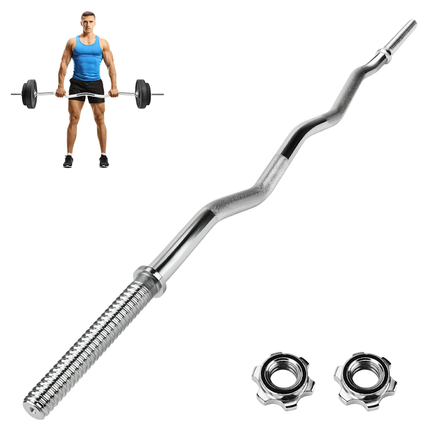 まさ■プレート110kg 180cmオリンピックバーEZバー セット計2本 楽天市場】即納！バーベルシャフト 120cm 直径50mm EZバー
