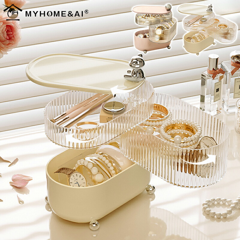 楽天市場】ジュエリートレイ 回転 3段 ジュエリーケース メイク