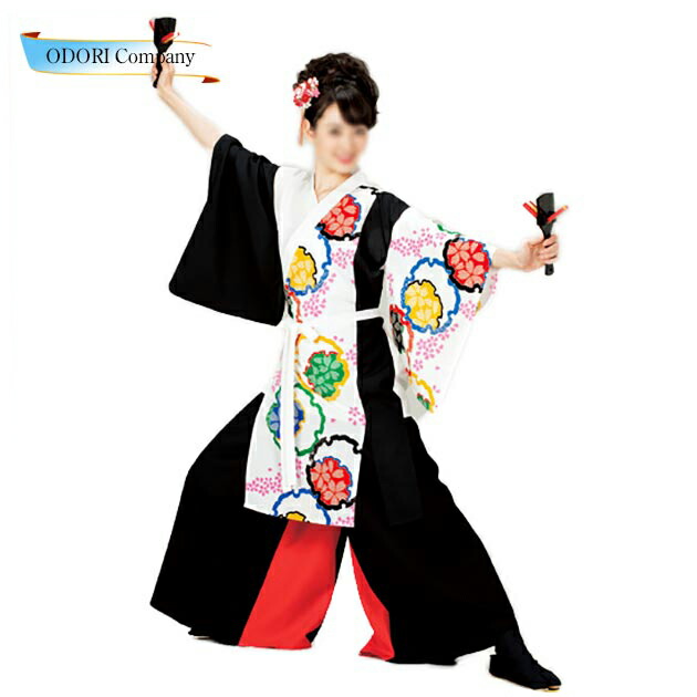 よさこい お召しもの レディース 成年者 長袢天 袢天 今めかしい 白 黒