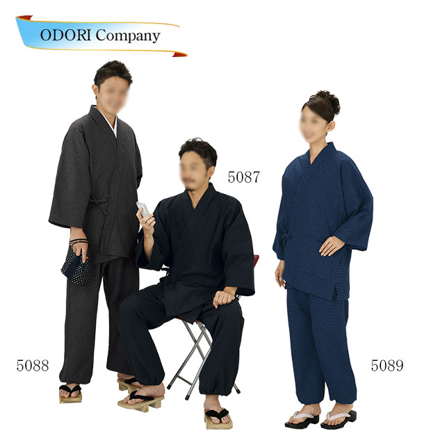 高級 作務衣 さむえ 先染 ドット柄 厚手 肉厚 日本製くつろぎ着 部屋着 父の日|ODORI Company 店