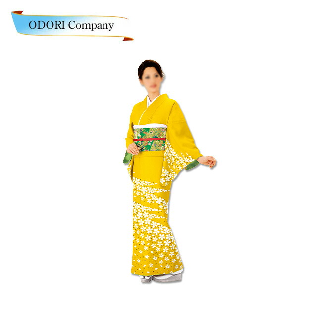 踊り 着物 きもの 優美胴抜き仕立上り洗える着物 踊り 訪問着 衣装 黄