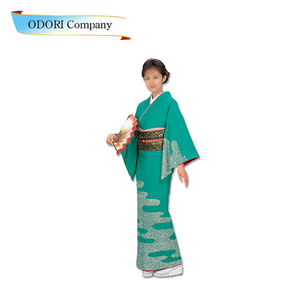 踊り衣装 着物 優美 単衣仕立上り洗える着物 訪問着 緑|ODORI Company 店