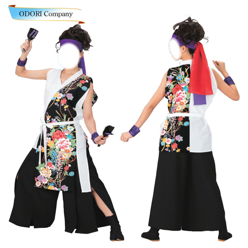 よさこい お召しもの レディース 成年者 長袢天 袢天 今めかしい かっこいい 白 黒