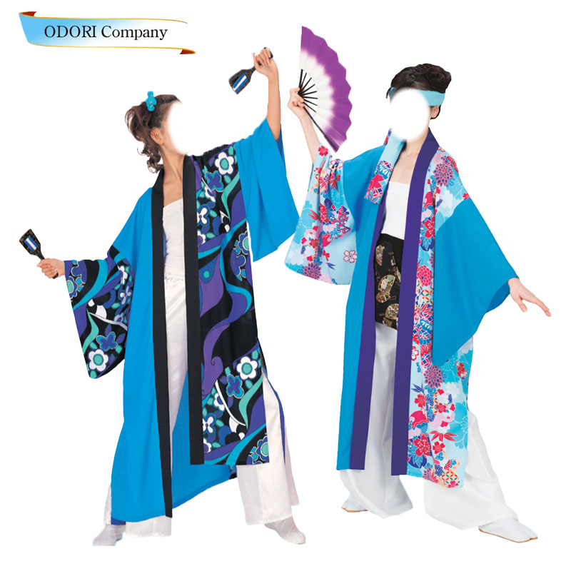 よさこい 衣装 コスチューム 長袢天 白 青 ピンク 大人用 男女兼用 踊り 衣裳｜ODORI　Company　店