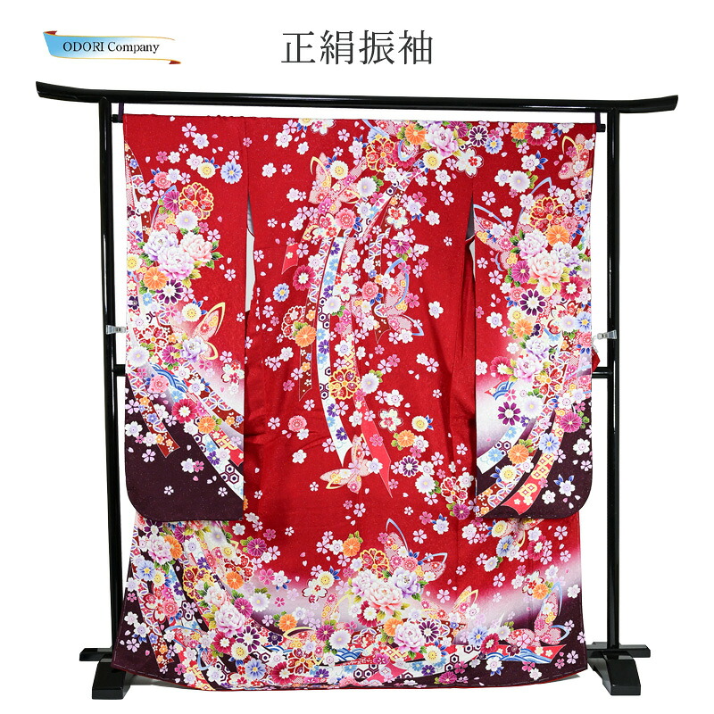 振袖 正絹 着物 きもの 袷せ 仕立上り お買い得 赤地のしめ 大衆演劇 ふりそで od-3010｜ODORI　Company　店