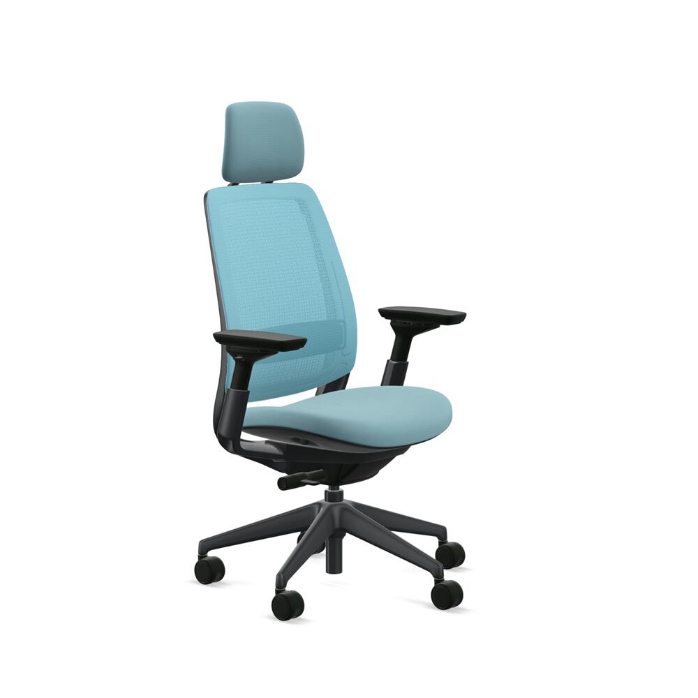 【Steelcase】スチール写真入れもの / Series2（つづき物2） / 3Dマイクロ編み物遣りかた / アジャスタブルアーム / ヘッドレスト有り / ランバーサポート付 / 黒いこと一こま / 張地：Otto , Omni-R / ホンブルグ帽キャスター遣りかた / 腰かけ