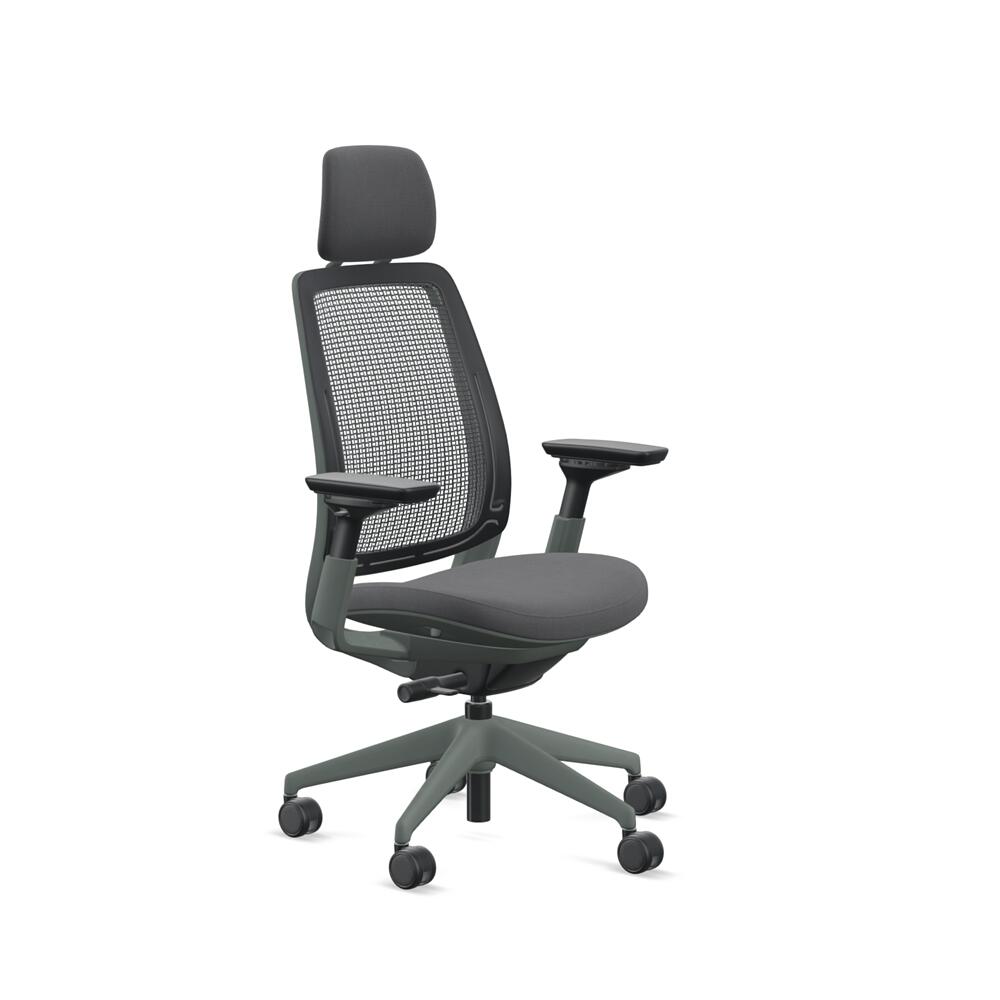 【Steelcase】スチール写真入れもの / Series2（つづき物2） / プラスチックエアバック遣りかた / アジャスタブルアーム / ヘッドレスト有 / スターリングダークレーム / 張地：NewBlack,Licorice他 / ホンブルグ帽キャスター遣りかた / 腰かけ