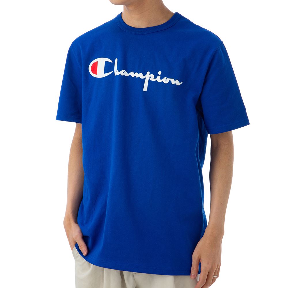 楽天市場 チャンピオン メンズ Tシャツ Champion Gt19y054 5ec ブルー 半袖 部屋着 ブランド 誕生日 プレゼント インポート ブランド オフプライス