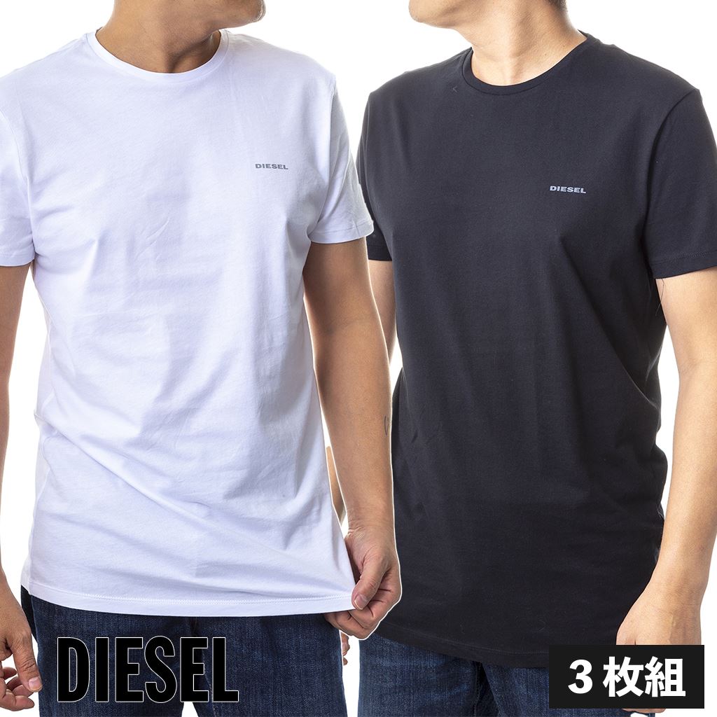 ディーゼル メンズ Tシャツ インナー 3枚組 ホワイト 白 ブラック 黒 DIESEL 00SPDG 0AALW 100 900 誕生日 プレゼント  新品 20代 30代 40代 50代 73代 送料無料 | インポートブランド オフプライス