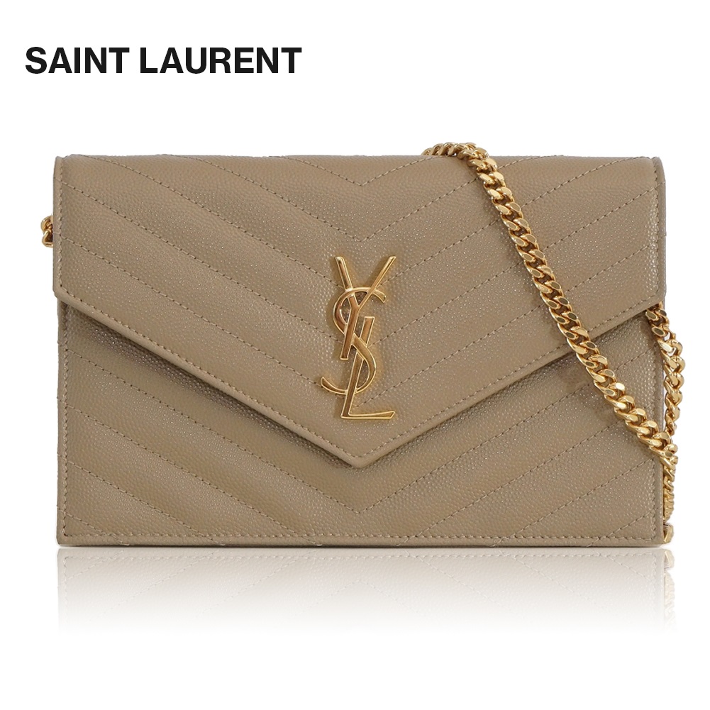 イヴ・サンローランYSL ベージュ ロゴ付き長財布 楽天市場】サンローラン 長財布 チェーン付き 393953 BOW01 2643