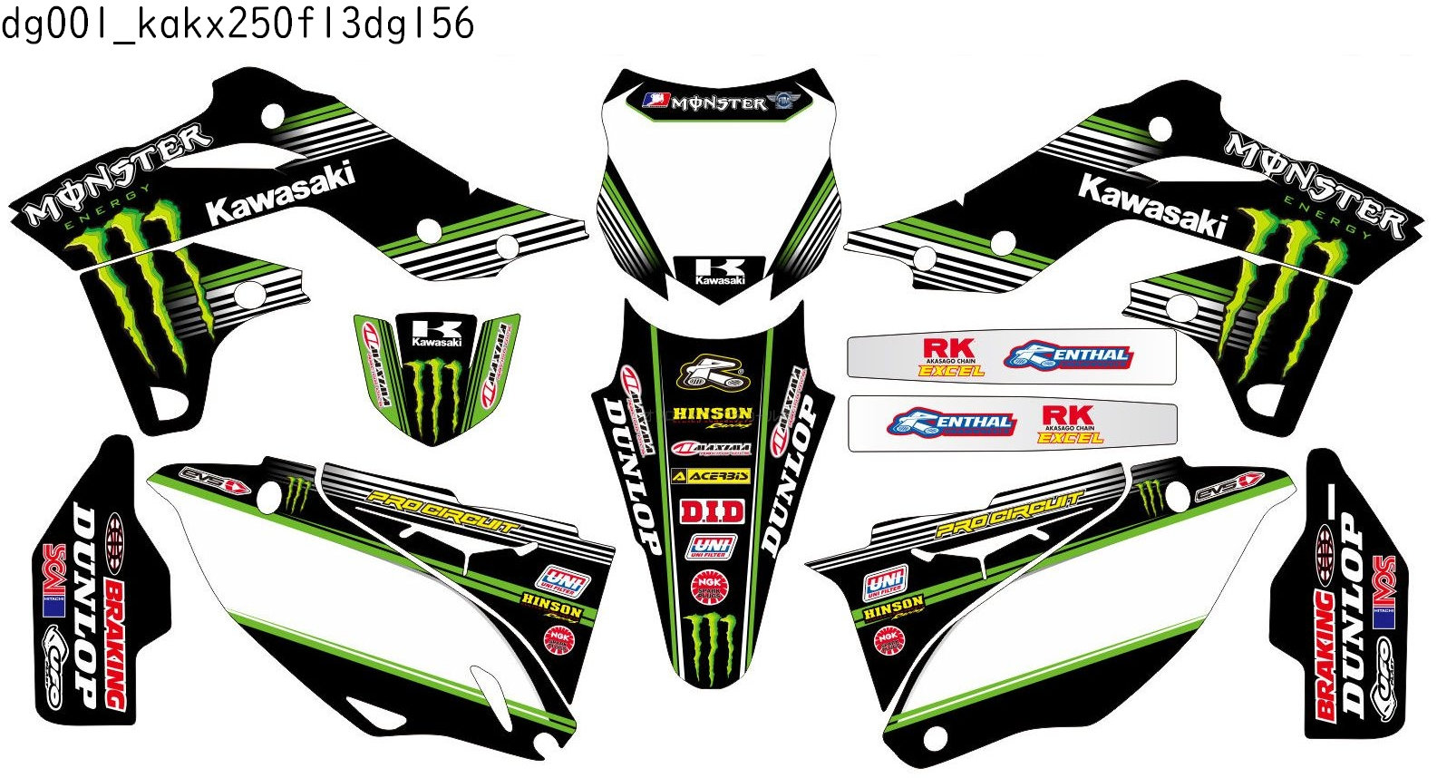カワサキ KAWASAKI KX250F 適合 2013 2014 2015 2016 グラフィックデカールキット ステッカー デカール バイク用 オフロードバイク 【Cグループ】｜オフデカ 店