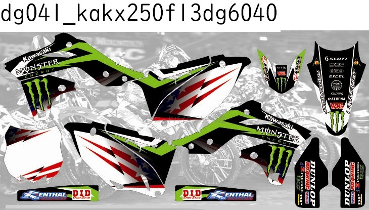 カワサキ KAWASAKI KX250F 適合 2013 2014 2015 2016 グラフィックデカールキット ステッカー デカール バイク用 オフロードバイク 【Dグループ】｜オフデカ 店
