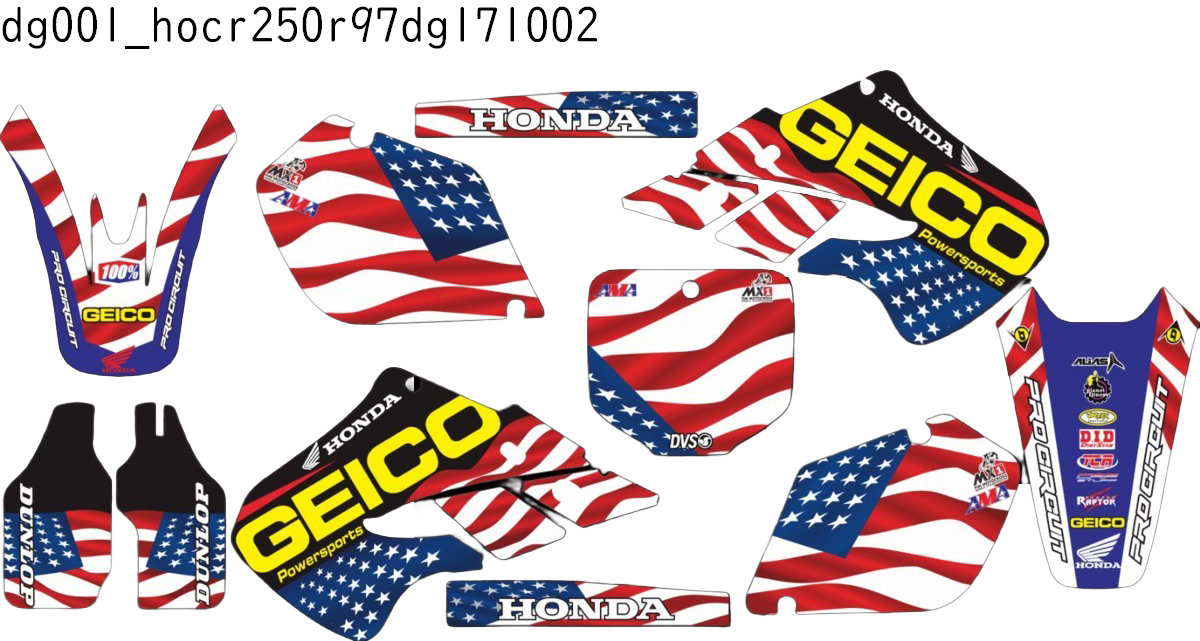 ホンダ HONDA CR250R 適合 1997 1998 1999 グラフィックデカールキット ステッカー デカール バイク用 オフロードバイク 【Bグループ】｜オフデカ 店