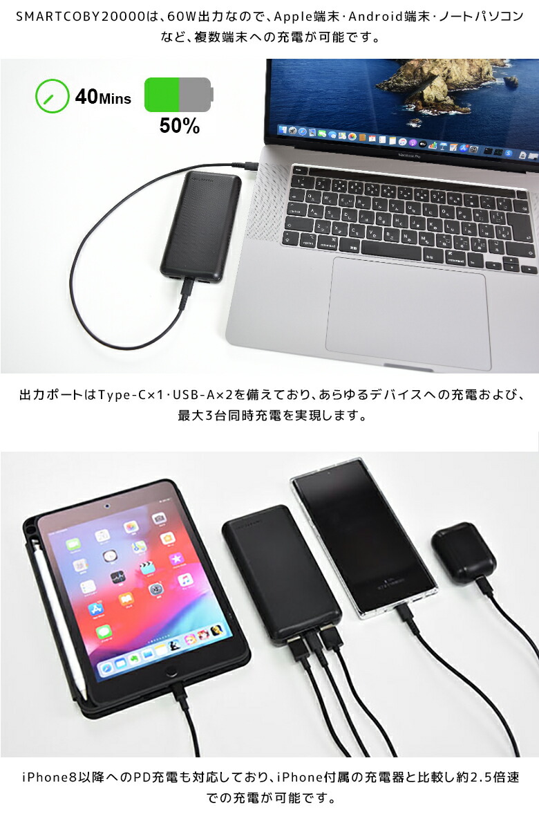 Smartcoby 000mah モバイルバッテリー 矯激力量 軽量 早目積む 類c Type C 充電容物 輸する充電器 スマホ充電器 モバイルチャージャー 通行券スルー コンパクト 華車 薄型 携える Iphone Android Macbook 送料無料 Cannes Encheres Com