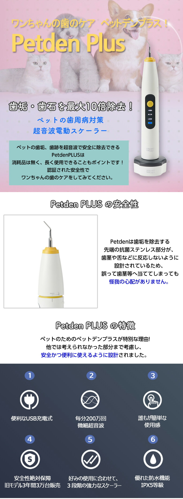 半額品 楽天市場 Petden Plus ペットデンプラス ペットの歯垢 歯石 除去 犬 猫 歯 デンタルケア ペット用 電動 歯石ケア 防水 超音波 スケーラー モジュール スケール スケーリング 歯磨き 口臭 歯ブラシ と一緒に 動物 おすすめ 安全 ギフト 想いを繋ぐ百貨店