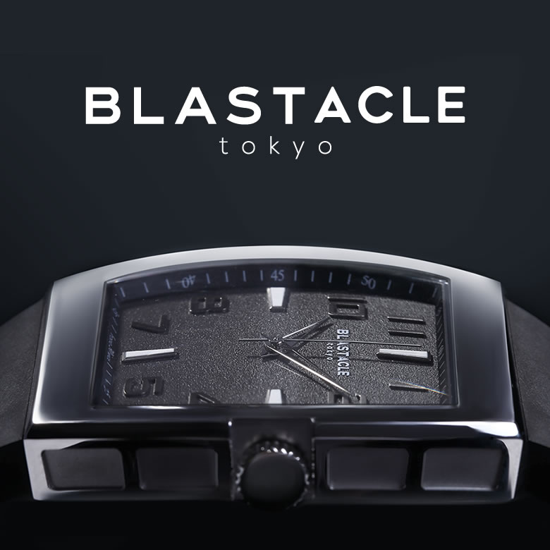 Blastacle ブラスタクル 腕時計 クォーツ時計 防水 東京 スーツ ビジネス カジュアル スクエア型 高級素材 ウォッチ サファイアクリスタル シンプル ラバー ベルト 日本製 ブラック シルバー Black Silver メンズ Mens 個性的 送料無料 想いを繋ぐ百貨店 Tsunagu Andapt Com