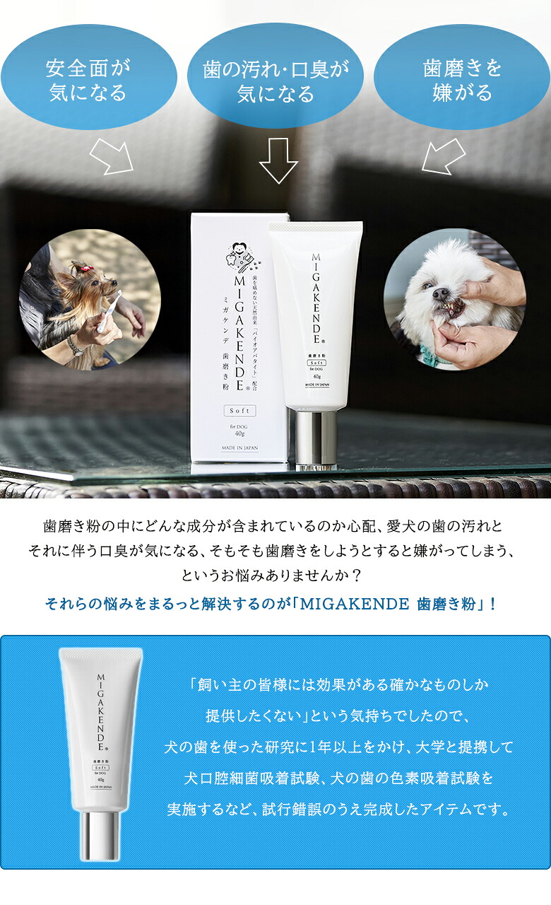 ミガケンデ 歯磨き粉 研磨剤不使用 歯みがき粉 40g 小型犬 無添加 Migakende 愛犬 バイオアパタイト 歯磨きジェル ワンちゃん ミガケンデ 歯磨き粉 研磨剤不使用 歯みがき粉 40g 小型犬 無添加 Migakende 愛犬 バイオアパタイト 歯磨きジェル ワンちゃん