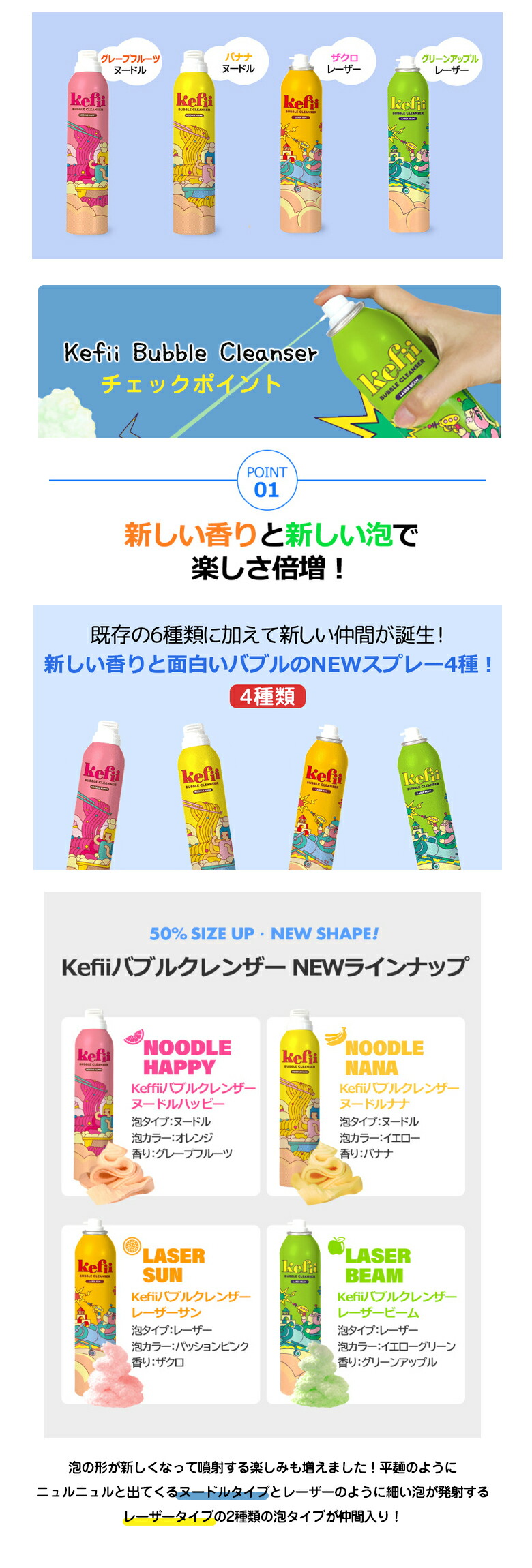 超人気新品 めざましテレビ ヒルナンデス で紹介 4本フルセット Kefii バブルクレンザー 300ml×4本 ケフィー 送料無料 ポイント10倍  海外NG materialworldblog.com