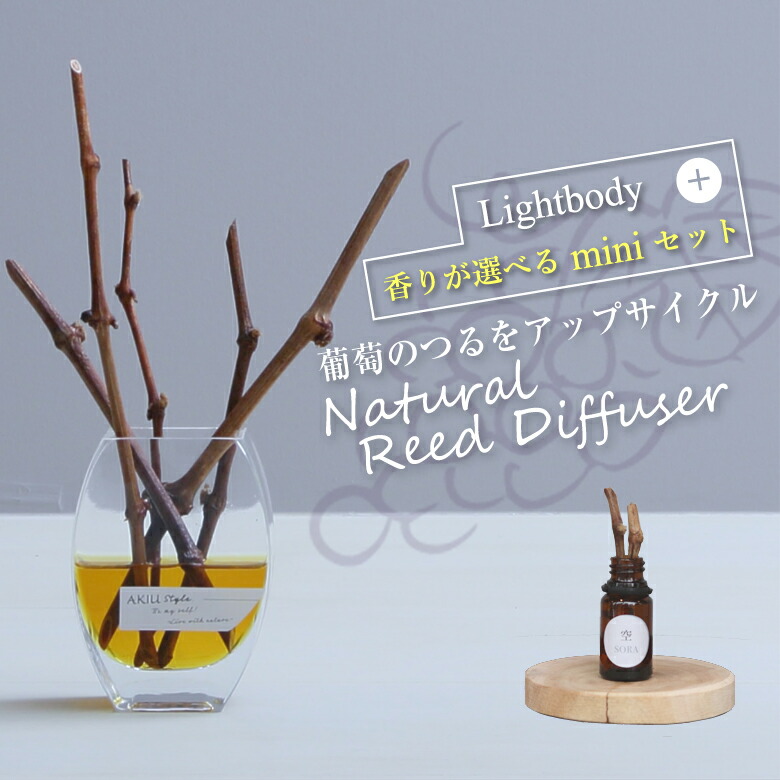 【無料ラッピング実施中！】AKIU Style ナチュラルリードディフューザー【ライトボディとミニのセット】 香り 秋保 天然 アロマ フレグランス 精油 エッセンシャルオイル アキウスタイル