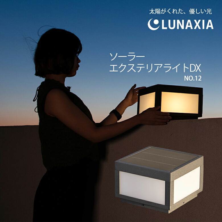 太陽光発電 照明 LUNAXIA DX ソーラーライト 太陽光 照明 屋外 防水 バッテリー 充電式 テラス LUNAXIA 12 ソーラー ライト ガーデンライト スタンドライト エクステリア お洒落 おしゃれ LED 電球色 充電 自動 ソーラーパネル 庭 ガーデン 屋外｜想いを繋ぐ百貨店 【TSUNAGU】
