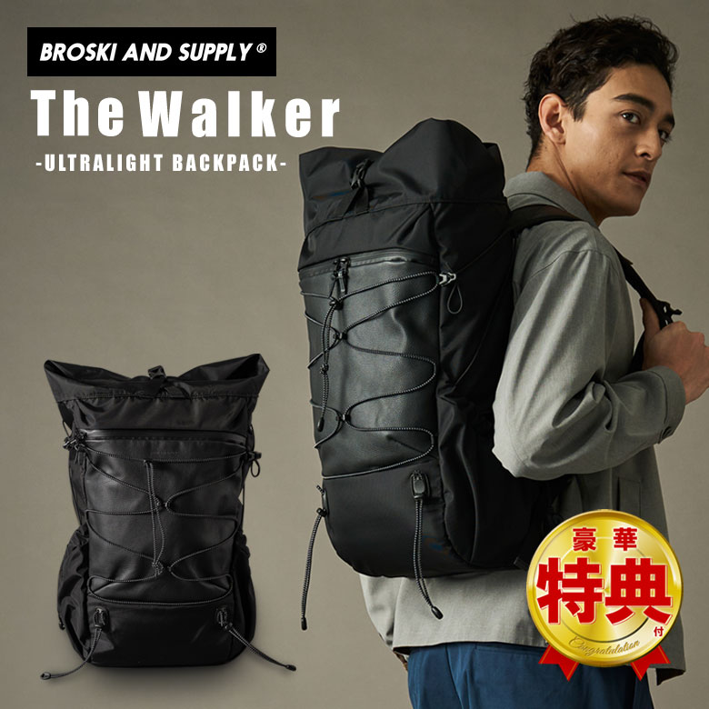 BROSKI AND SUPPLY The Walker（BBOM-1335）リュック バックパック カバン 鞄 バッグ バック ウルトラライト ロールトップ 防水レザー 防水 耐水圧10,000mm ブロスキーアンドサプライ ザ・ウォーカー 旅行 カジュアル 16インチ PC｜想いを繋ぐ百貨店 【TSUNAGU】