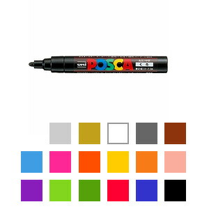 楽天市場】15色セット 水性マーカー マジック ポスカ 中字 1.8〜2.5m