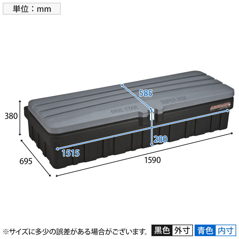 リングスター スーパーボックス BK SGF-1600SS-GY SGF-1600SSグレー グレート ステンレス蝶番 スリム ブラック ポリエチレン  高耐久 WEB限定 グレート