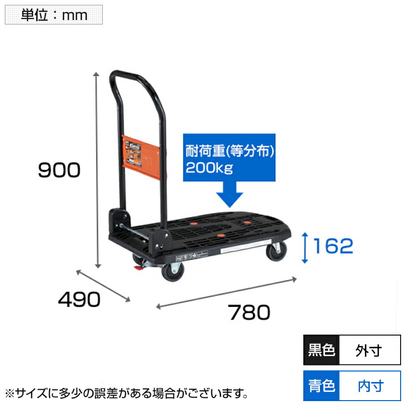 TRUSCO(トラスコ) ガレージ MKP樹脂製台車 折りたたみ式 906×616