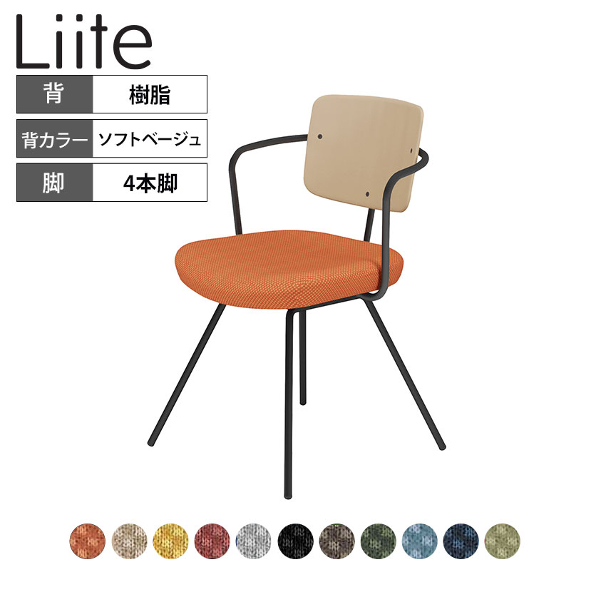 コクヨ リーテ Liite 会議用イス ミーティングチェア ラウンジチェア 固定脚 ブラック脚 4本脚 背樹脂 フレームブラック 背ソフトベージュ K16-B03CZ 38,539円