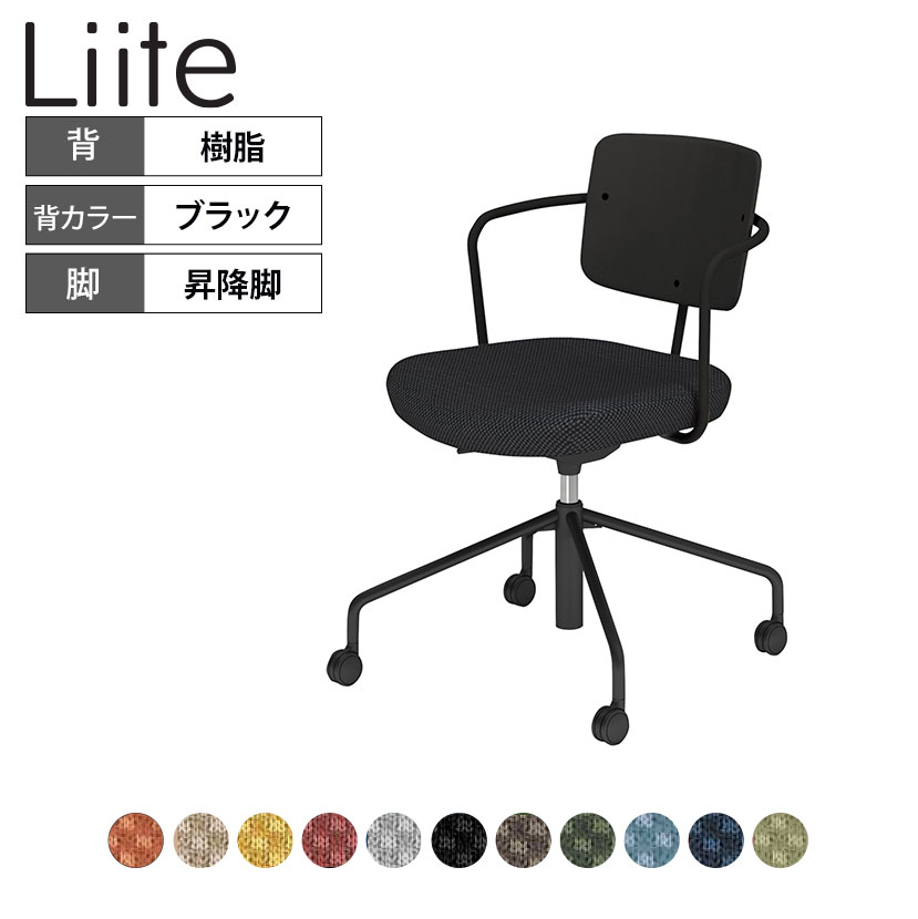 コクヨ リーテ Liite 会議用イス ミーティングチェア ラウンジチェア キャスター付きブラック脚 昇降脚 背座回転 背樹脂 フレームブラック 背ブラック K16-BG3CU