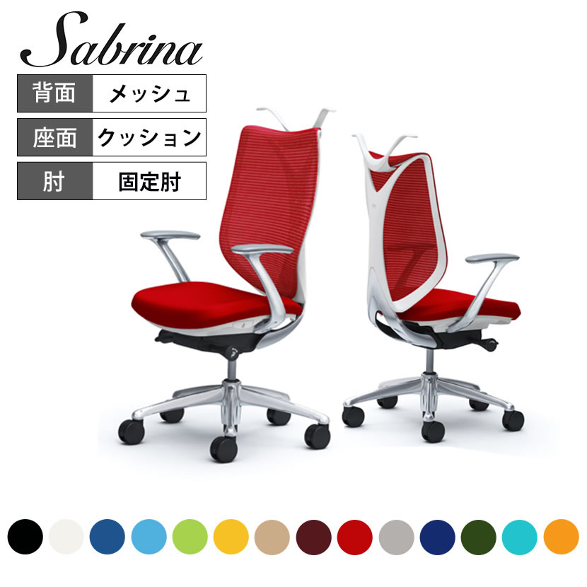 オカムラ サブリナ Sabrina チェア ハイバック ５本脚 デザインアーム ホワイトボディ ハンガー付き ランバー無し C844BW メッシュチェア ワークチェア デスクチェア 肘付き チェアー PCチェア 事務椅子 イス 椅子 チェア いす メッシュ アームレスト