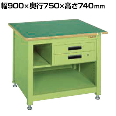サカエ 一人用作業台KTタイプ キャビネット 中棚付き 幅900&times;奥行750&times;高さ740mm KT-212FEN｜オフィス家具通販のオフィスコム