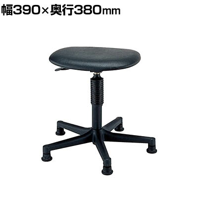 サカエ 作業用ワークチェア 固定式 背もたれ無し 幅390&times;奥行380&times;高さ345～475mm S1P-BKN｜オフィス家具通販のオフィスコム