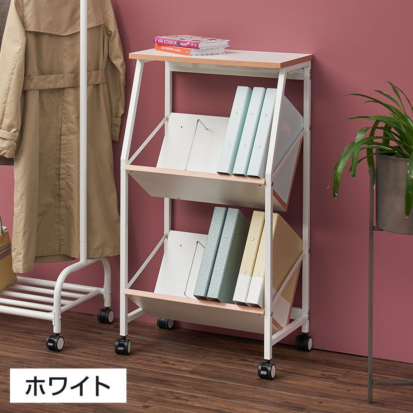 レダーノ天板付きファイルワゴンA4ファイル対応ブックラックワゴン幅580×奥行415×高さ1035mm