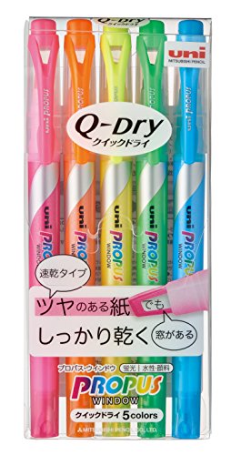 三菱えんぴつ 蛍光ペン プロパス・ウインドウ クイックドライ 5色セット PUS138T5C 三菱鉛筆 4902778184912（40セット）