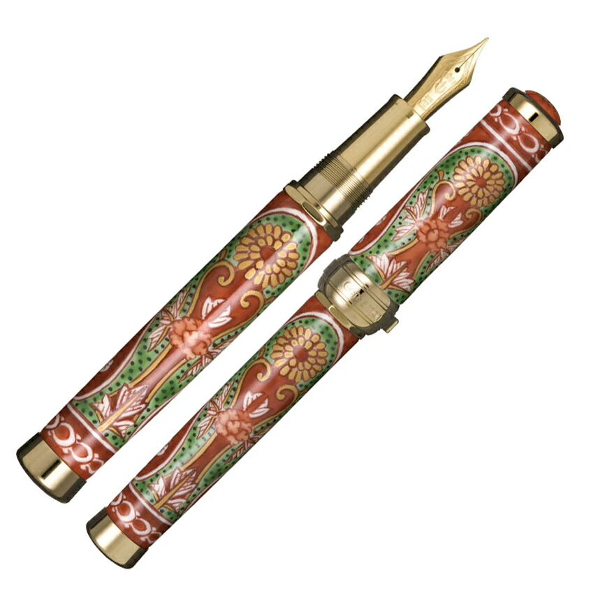 有田焼創業400年記念万年筆 赤濃菊絵（源右衛門窯製）金ペン先　中字（M）10-2554-400 セーラー万年筆