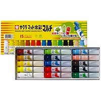 MWM15PE 櫻クレパス 引っ敷き水彩画マルチ15色（12ml） ポリ熱電子管入り口・入口 櫻クレパス 4901881142666（40書き割り）
